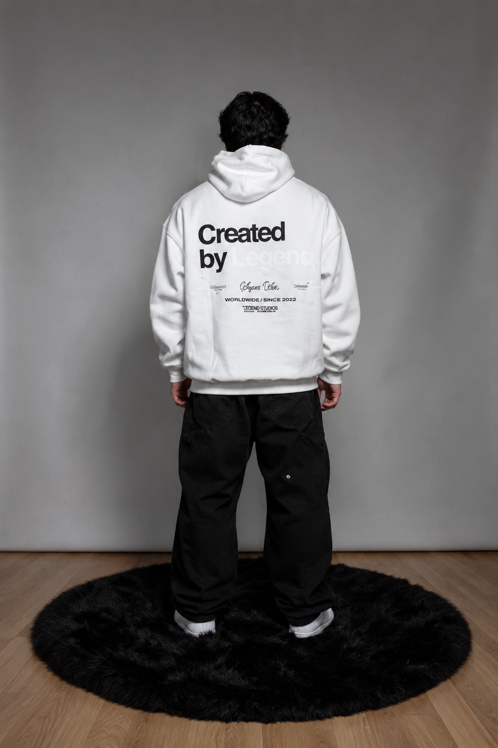 Hoodie - "Created by legend" Blanco