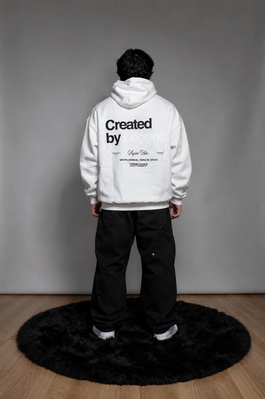 Hoodie - "Created by legend" Blanco