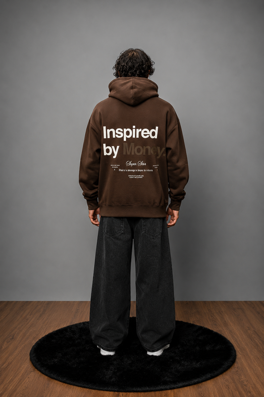 Hoodie - " Created by Money" - Marrón