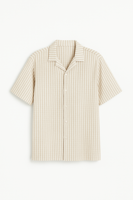 Camisa de punto a rayas - Beige