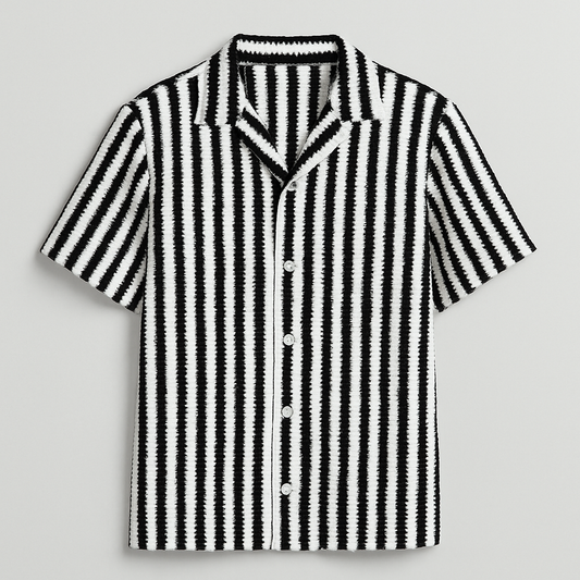 Camisa de punto a rayas – Negra